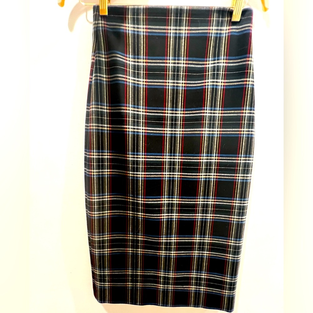 Zara High Waisted Plaid Pencil Skirt
